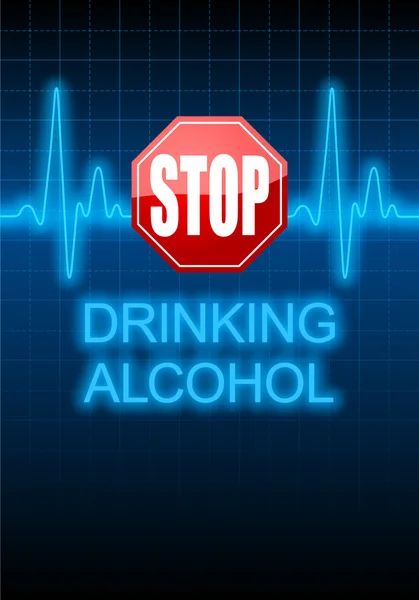 STOP DRINKING ALCOHOL written on blue heart rate monitor — Stock Photo, Image