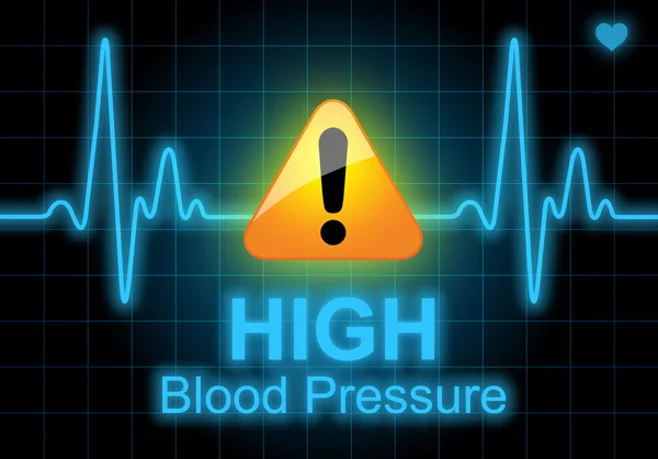 HIGH BLOOD PRESSURE written on heart rate monitor — Stock Photo, Image