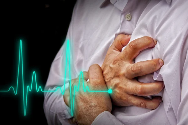 Мужчины с болью в груди - сердечный приступ Лицензионные Стоковые Фото