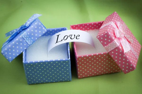 Presents boxes for female and male — Stock Photo, Image