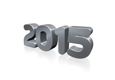 Metalik sayı 2015 3D beyaz arka plan üzerinde