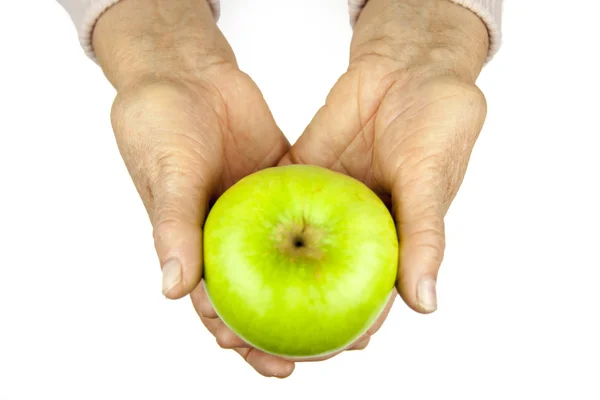 Rheumatoid arthritis hands and fruits — Stock Photo, Image