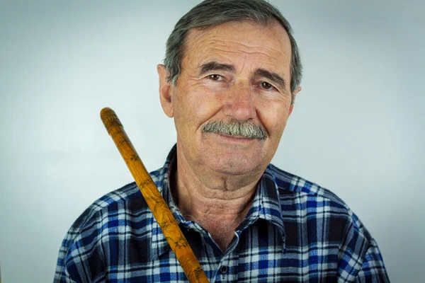 Man playing on pipe flute — Stock Photo, Image