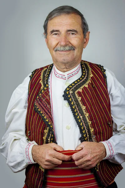 Senior man in traditional clothing from Macedonia — Stock Photo, Image