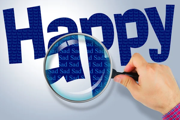 HAPPY - SAD Message opposé, Porte-main loupe — Photo