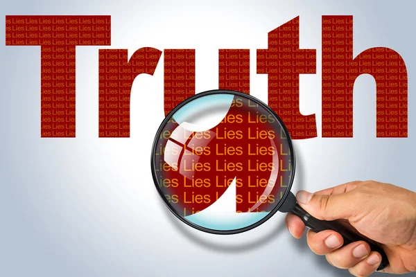 Gerçek - yalan ters mesaj, Büyüteç Camı tutan el