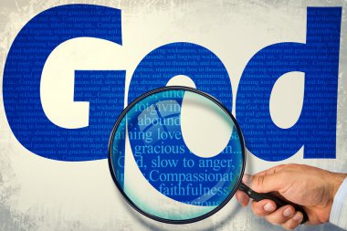 Büyüteç ile gözlem altında Tanrı adı