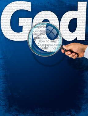 Büyüteç ile gözlem altında Tanrı adı