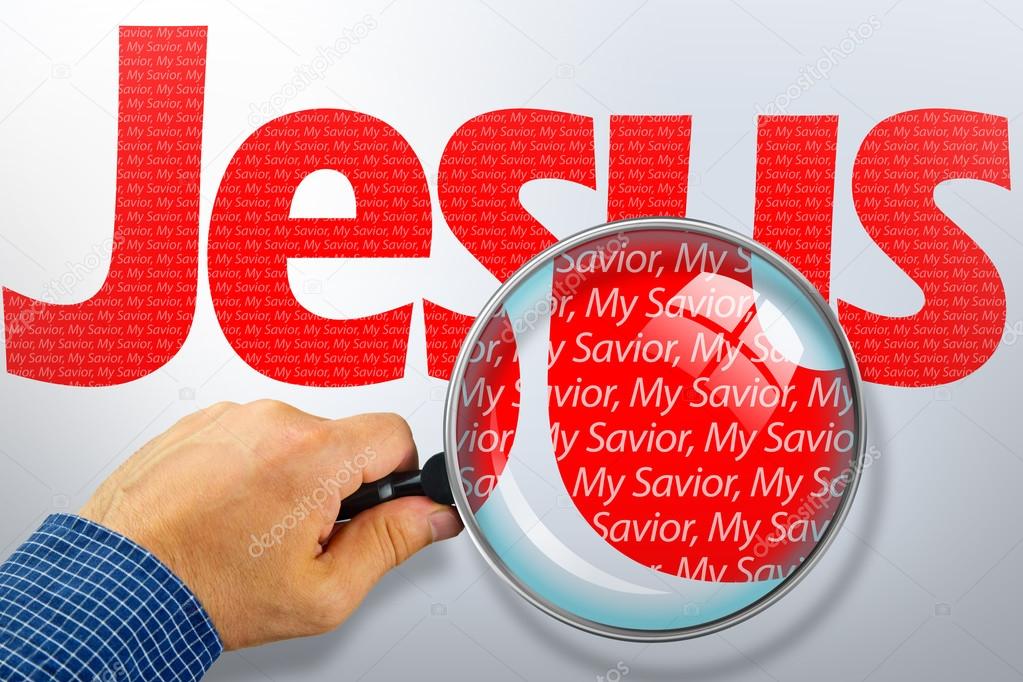 The name JESUS under observation with magnifying glass