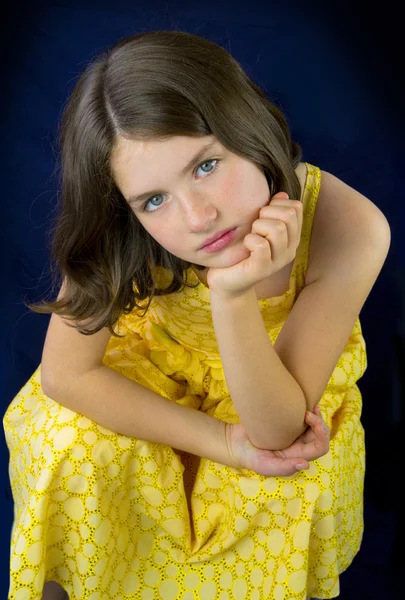 Portrait of beautiful sad little girl — Stock Photo, Image