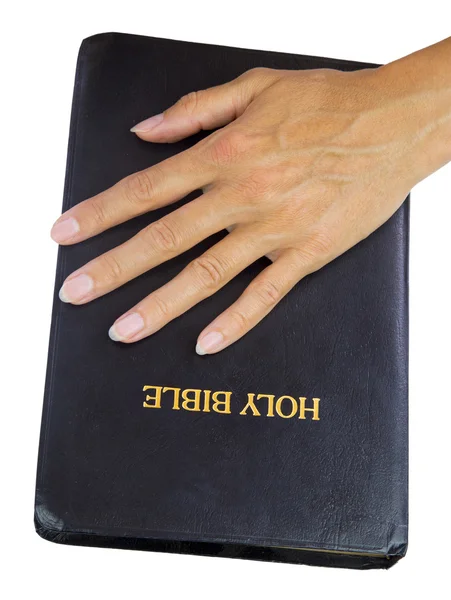 Frau übergibt heilige Bibel — Stockfoto