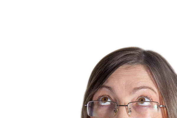 Portrait of adult woman looking up — Stock Photo, Image