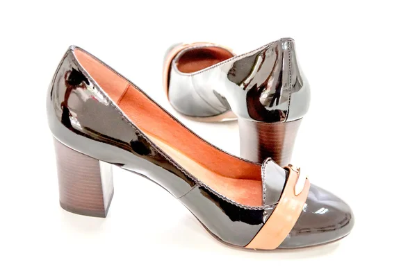 Mulheres Sapatos Camurça Salto Alto Isolado Fundo Branco — Fotografia de Stock