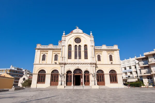 The Agios Minas Cathedral facade in Heraklion on the island of Crete, Greece.