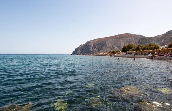 Kamari Beach. Santorini, Řecko. — Stock fotografie