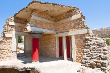 Remains of the Knossos palace on the island of Crete, Greece. clipart