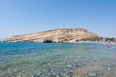Libya deniz ve sahil Matala kumlu plaja adada Crete, Yunanistan.