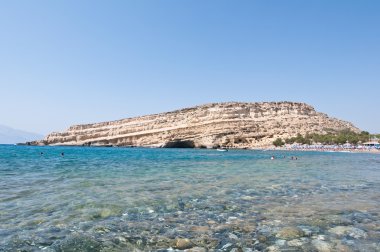 Libya deniz ve sahil Matala sahilde Crete island, Yunanistan.