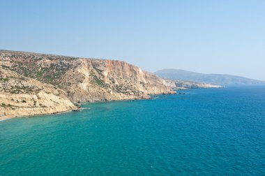 Libya deniz ve kıyıları Yunanistan Crete adada Matala beach yakınındaki kırmızı Beach.