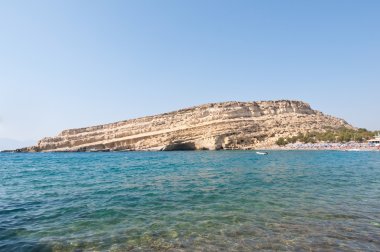 Meşhur Matala hippi plajında Crete island, Yunanistan.