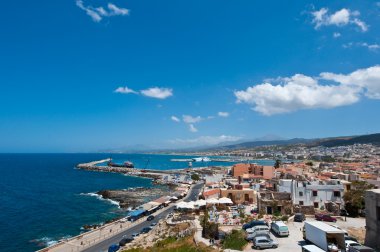 Fortezza şehirden Rethymno görünümünü Crete, Yunanistan.