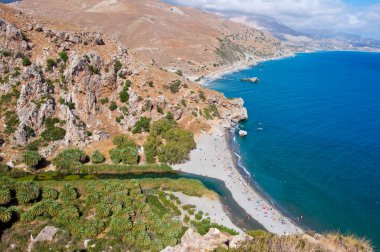 Girit Adası Yunanistan kumsalda Preveli.
