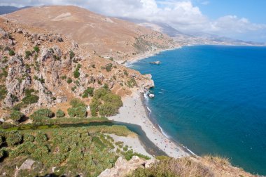 Preveli plaj Kourtaliotiko gorge ağzından. Crete Adası.