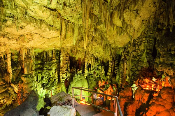 Impressive stalactites in the Psychro Cave also known as Cave of Zeus on the Crete island,Greece. — Stock Photo, Image