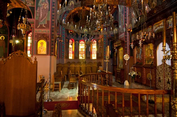 CRETE,HERAKLION-JULY 25: Interior of the Monastery of Panagia Kalyviani on July 25 in Heraklion city on Crete, Greece. The Monastery of Panagia Kalyviani is located 60km south of Heraklion. — 图库照片