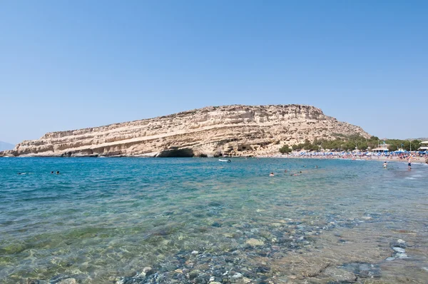 Libya deniz ve sahil Matala kumlu plaja adada Crete, Yunanistan.
