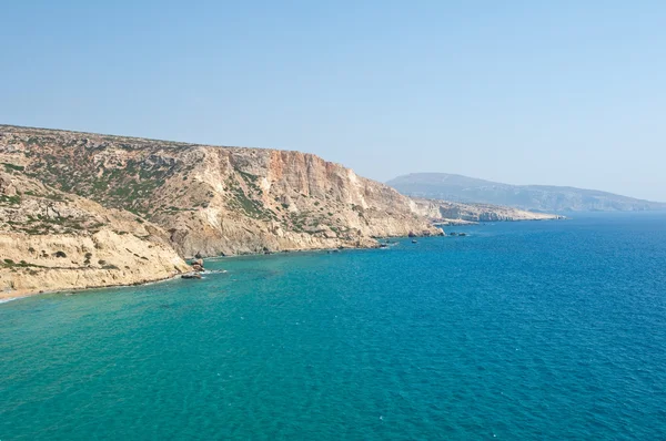 Libijski morza i wybrzeża czerwonej plaży, w pobliżu plaży Matala na wyspie Crete, Grecja. — Zdjęcie stockowe