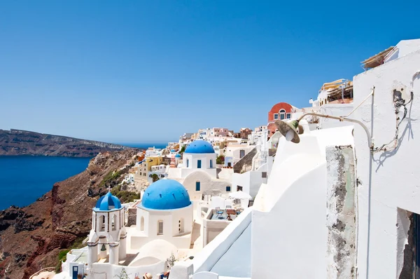 The edge of the caldera on the island of Santorini, Greece. Royalty Free Stock Images