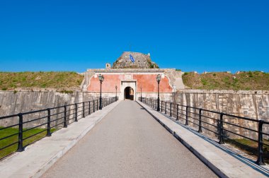 The bridge to the Old Fortress of Corfu, Greece.