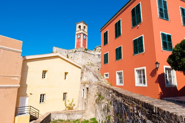 The clock tower at the Old Fortress of Corfu. Greece. — Stockfoto