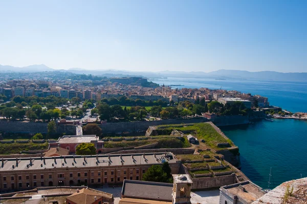 Panorama of  Kerkyra from the Old Fortress. Corfu island in Greece. — Stock Photo, Image