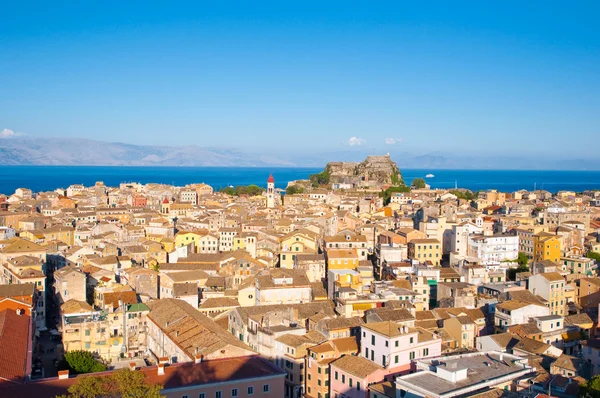 CORFU-AUGUST 22: Panoramic view of Corfu city from the New Fortress on August 22, 2014 on Corfu island, Greece. — 图库照片