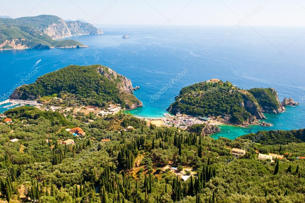 Panorama of Palaiokastritsa. Corfu, Greece.