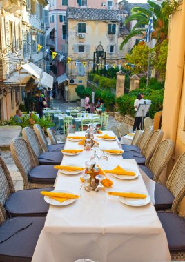 Korfu, Yunanistan adada dış Restoran.