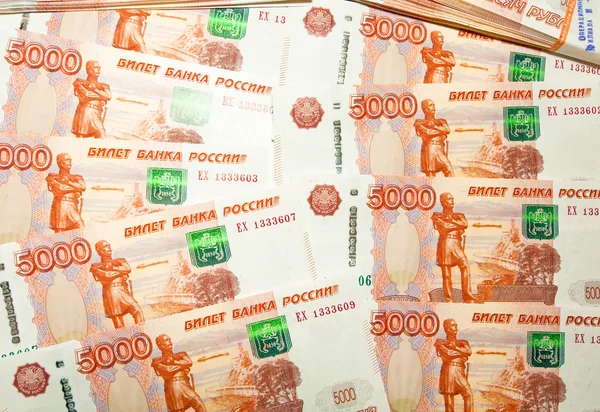 Rosyjski Rubel pięć tysięcy banknotów. — Zdjęcie stockowe
