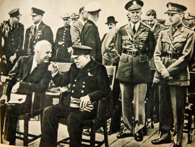 Newfoundland - 11 Ağustos: Başkan Franklin D. Roosevelt ve efendim Winston Churchill Placentia Bay, Newfoundland 11 Ağustos 1941'de Atlantik toplantısında