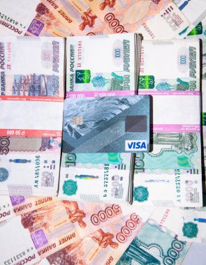 Rus yığın ruble banknotlar.