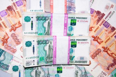 Yakın çekim Rus multi banknotlar.