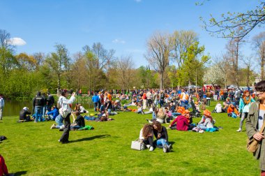 AMSTERDAM-APRIL 27: People in Vondelpark during King's Day on April 27,2015, the Netherlands.