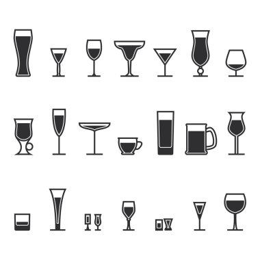 Alkol bar gözlük Icon set