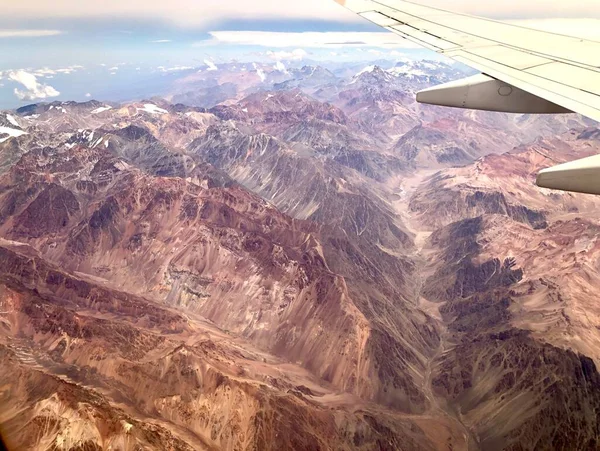 Aerial View Mountain Range Airplane Window — Stock Photo, Image