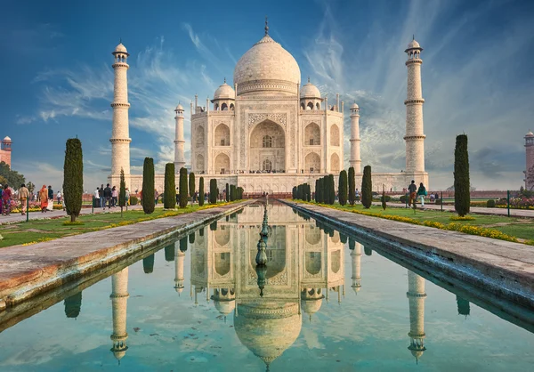 Taj Mahal Índia, Agra. 7 maravilhas mundiais. Belo trave Tajmahal — Fotografia de Stock