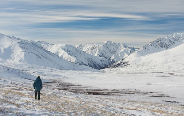 Гарні зимовий пейзаж, гори Алтай, Росія. — стокове фото