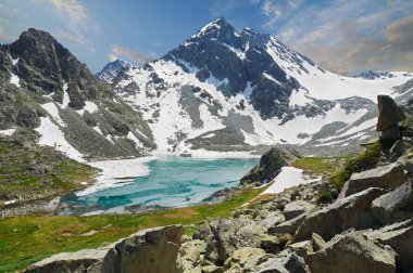Güzel yaz manzara, Altay Dağları Rusya.
