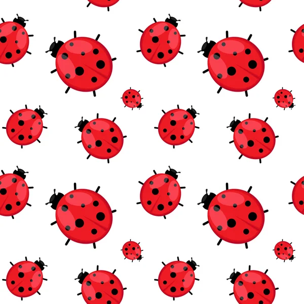 Seamless pattern with  ladybug isolated on white. Vector EPS 10. — Stock Vector