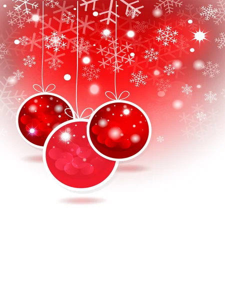 Red Christmas balls  and stars in the red background. Christmas — Stock Vector